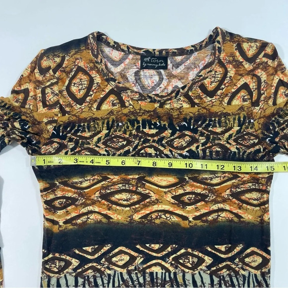 Torn Ronny Kobo Printed Tee Shirt Dress Bodycon Long Sleeve - Picture 7 of 7